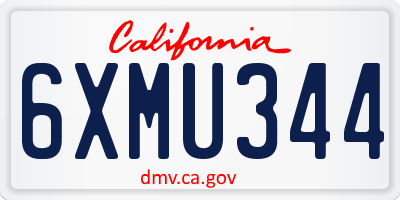 CA license plate 6XMU344