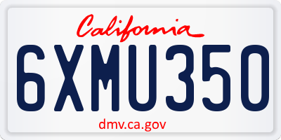 CA license plate 6XMU350