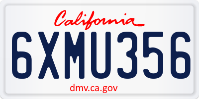 CA license plate 6XMU356