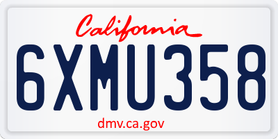 CA license plate 6XMU358