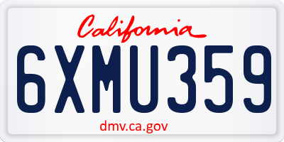 CA license plate 6XMU359