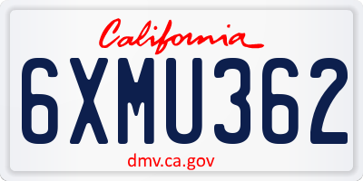 CA license plate 6XMU362
