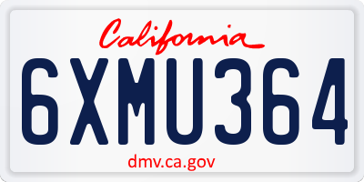 CA license plate 6XMU364