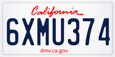CA license plate 6XMU374