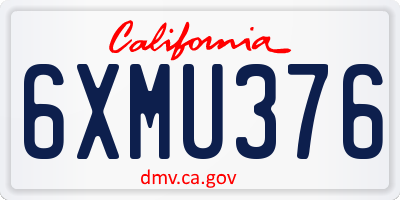 CA license plate 6XMU376