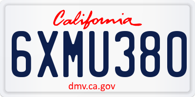 CA license plate 6XMU380