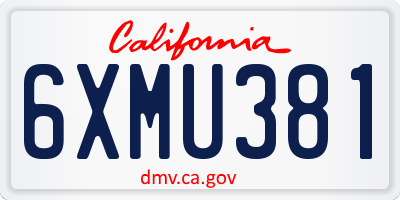 CA license plate 6XMU381