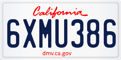 CA license plate 6XMU386