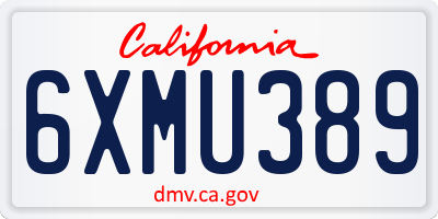 CA license plate 6XMU389