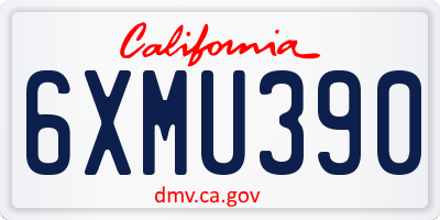 CA license plate 6XMU390