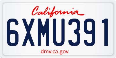 CA license plate 6XMU391