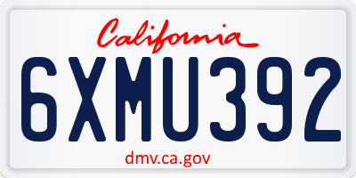 CA license plate 6XMU392