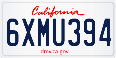 CA license plate 6XMU394