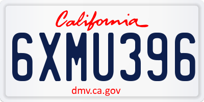 CA license plate 6XMU396