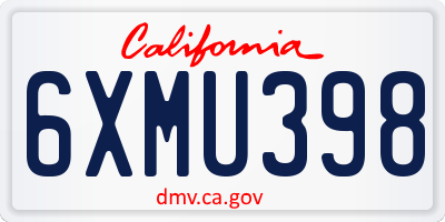 CA license plate 6XMU398