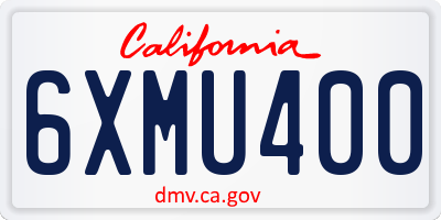 CA license plate 6XMU400
