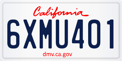 CA license plate 6XMU401