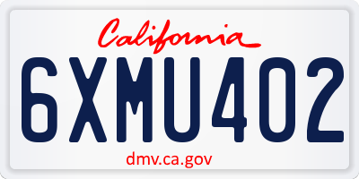 CA license plate 6XMU402