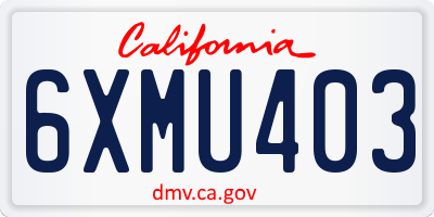 CA license plate 6XMU403