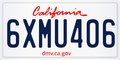 CA license plate 6XMU406