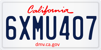 CA license plate 6XMU407