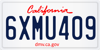 CA license plate 6XMU409
