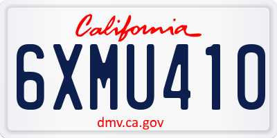 CA license plate 6XMU410