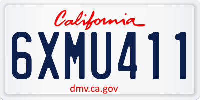 CA license plate 6XMU411