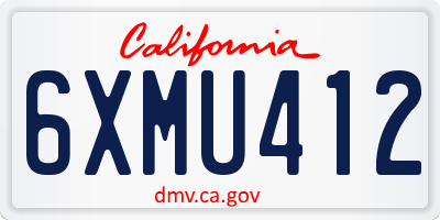 CA license plate 6XMU412