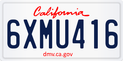 CA license plate 6XMU416