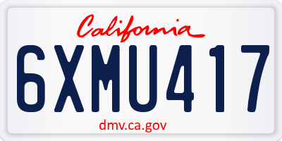 CA license plate 6XMU417