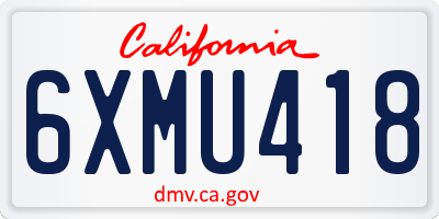 CA license plate 6XMU418