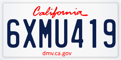 CA license plate 6XMU419