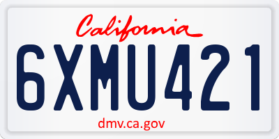 CA license plate 6XMU421