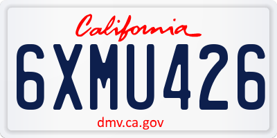 CA license plate 6XMU426