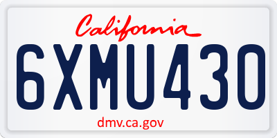 CA license plate 6XMU430