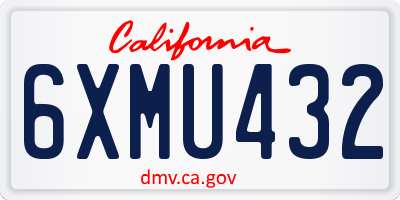 CA license plate 6XMU432