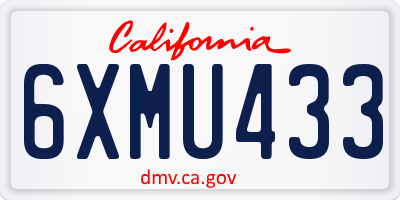 CA license plate 6XMU433