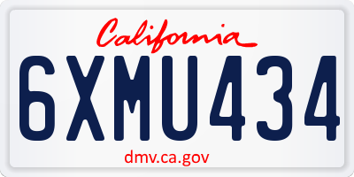 CA license plate 6XMU434