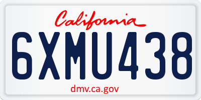 CA license plate 6XMU438