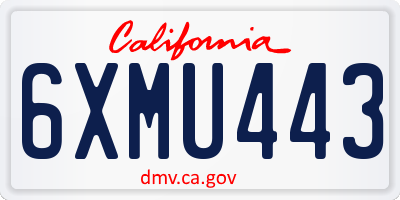CA license plate 6XMU443