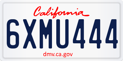 CA license plate 6XMU444