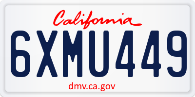 CA license plate 6XMU449