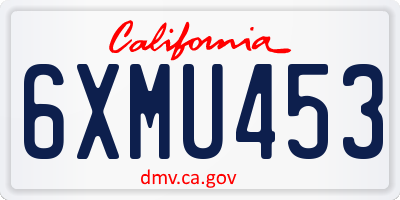 CA license plate 6XMU453
