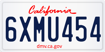 CA license plate 6XMU454