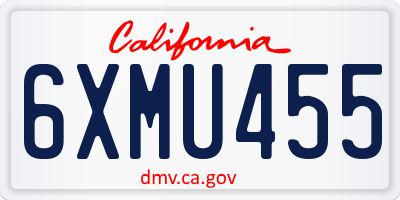 CA license plate 6XMU455