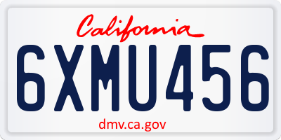 CA license plate 6XMU456