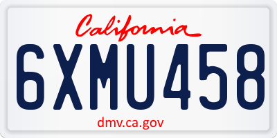 CA license plate 6XMU458