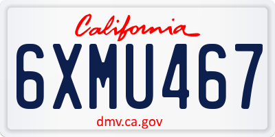 CA license plate 6XMU467