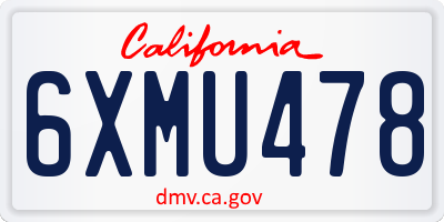 CA license plate 6XMU478